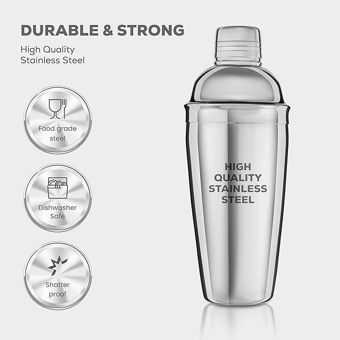 Bartender Kit & Cocktail Shaker – 10-Piece Stainless Steel Drink Mixer Set with Jigger, Strainer, Muddler & Bar Spoon, Travel Bag Included – Essential Home Bar Accessories
