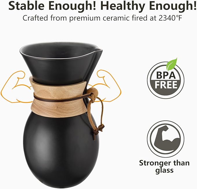 Ceramic Pour Over Coffee Maker with 20 pcs Paper Filter, 8-Cup, 34oz, Pour Over Coffee Dripper
