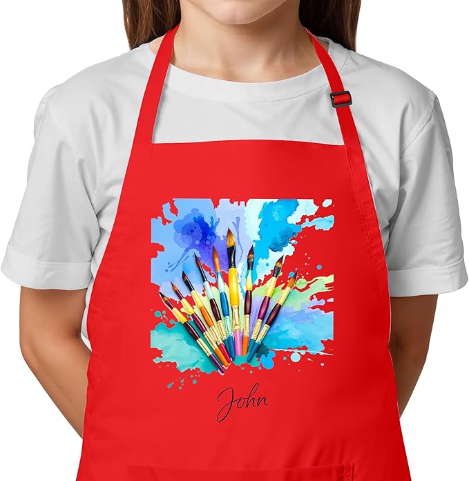 Personalized Kids Apron with Custom Name, Artist Apron For Painting and Craft Crhsitmas Boys & Girls Stocking Stuffer