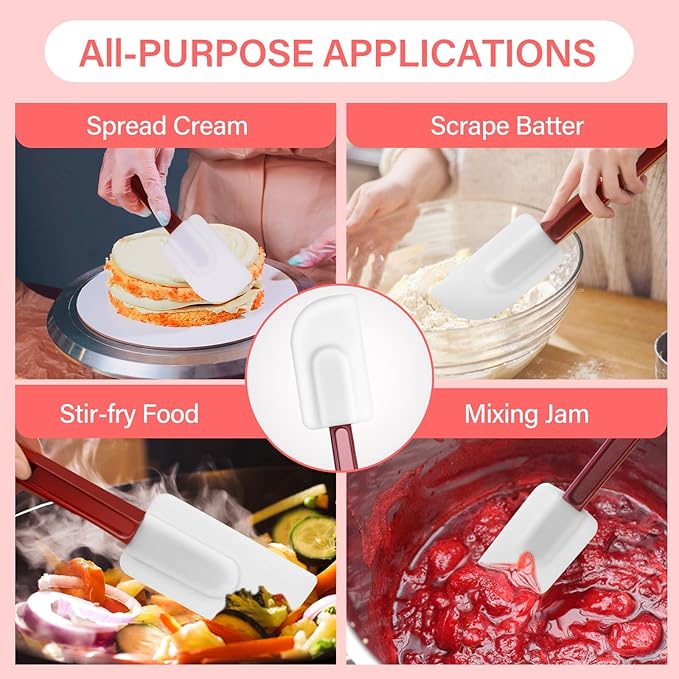 10 PCS Heat Resistant Rubber Silicone Spatula - 10 Inch Commercial Rubber Scraper for Kitchen Use Cooking Baking Mixing, Non Stick Food Scraper Baking Spatula with Sturdy Handle, Dishwasher Safe
