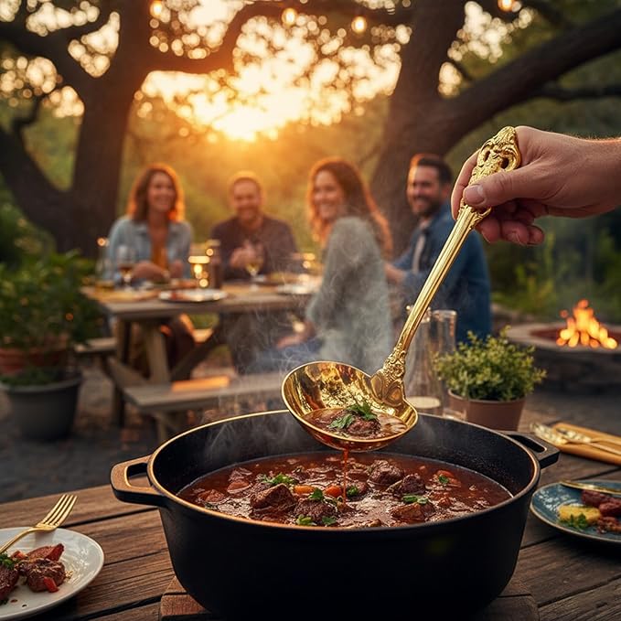 KEAWELL Premium 7.5 inch Luxury Gravy Ladle, 18/10 Stainless Steel, Small Gravy Spoon for Home. Solid and Sturdy, Dishwasher Safe. (2, Gold)