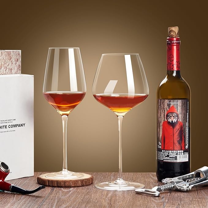 ACHEER Hand Blown Crystal Red Wine Glasses Set of 2, 24oz, Long Stem, Large - Gift Box, Perfect for Men & Women, Ideal for Any Occasion