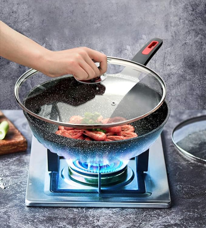 Glass Lid for Frying Pan, Fry Pan, Skillet, Pan Lid with Handle Coated in Silicone Ring,9.5"/24cm, Clear