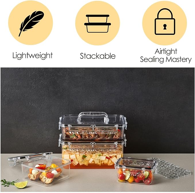 Airtight Food Storage Containers with Lids Gift Set (6 pack) BPA-Free | Clear | Microwave, Freezer and Dishwasher Safe | Leak-Proof | Kitchen Fridge Organizer Fruit Boxes | Fresher Food