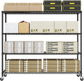Karl home 4-Tier Adjustable Metal Storage Shelves, Wire Shelving Unit with Wheels & Leveling Feet, Heavy Duty Garage Shelving, Pantry & Kitchen Display Shelf Organizer, Home Storage Rack