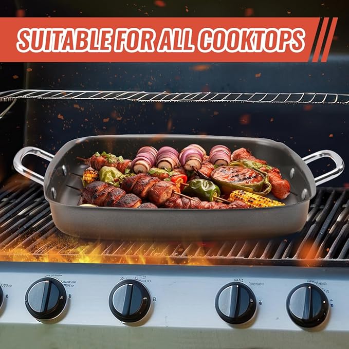 Grill Pan for Outdoor Grill - 11” Grill Pan BBQ Grill Topper With Handles Grill Trays For Grilling Barbecue Tray