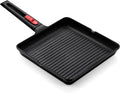 BRA COOKWARE Infinity Nonstick Ribbed Grill Pan (11x11 Inch) | Cast Aluminum Searing Skillet | PFOA/PFAS Free Square Griddle | All Cooktops (incl Induction) Grilling Skillet | Removable Handle