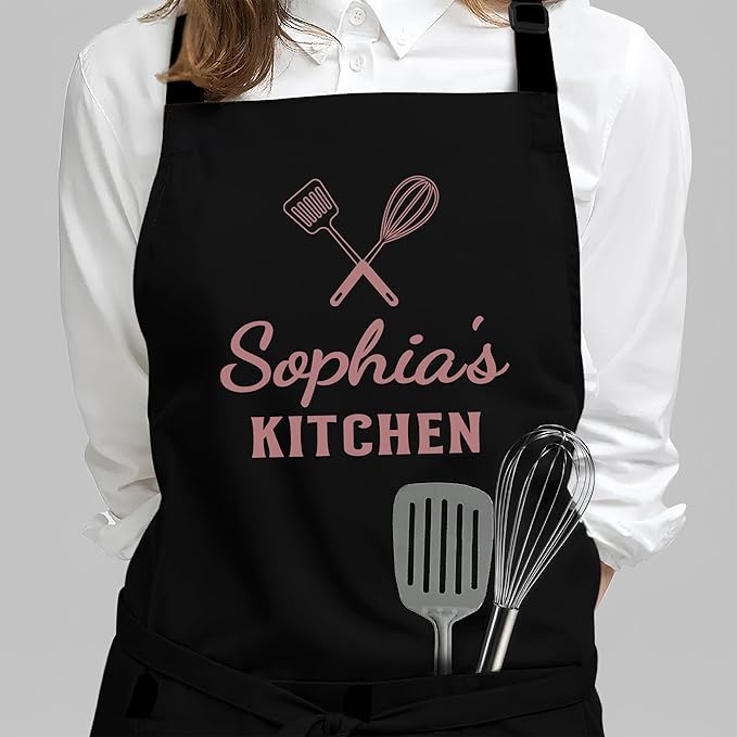 Personalized Aprons for Women with Pockets, Christmas Gifts for Mom and Women, Customized Baking Kitchen Gifts, Gift for Housewarming, Custom Chef Apron, Grilling Cooking Apron