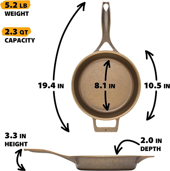 Stargazer 10.5-Inch Cast Iron Skillet | Made in USA, Seasoned, Premium Frying Pan for Grilling, Searing, Baking & More – Durable Cast Iron with Smooth Cooking Surface