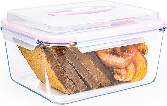 190oz / 24Cup Extra Large Glass Storage Containers with Lids, Glass Bread Box Airtight Bread Container, Ideal Food Storage Containers, Roasting Turkey/Chicken/Cookie, Oven&Dishwasher Safe