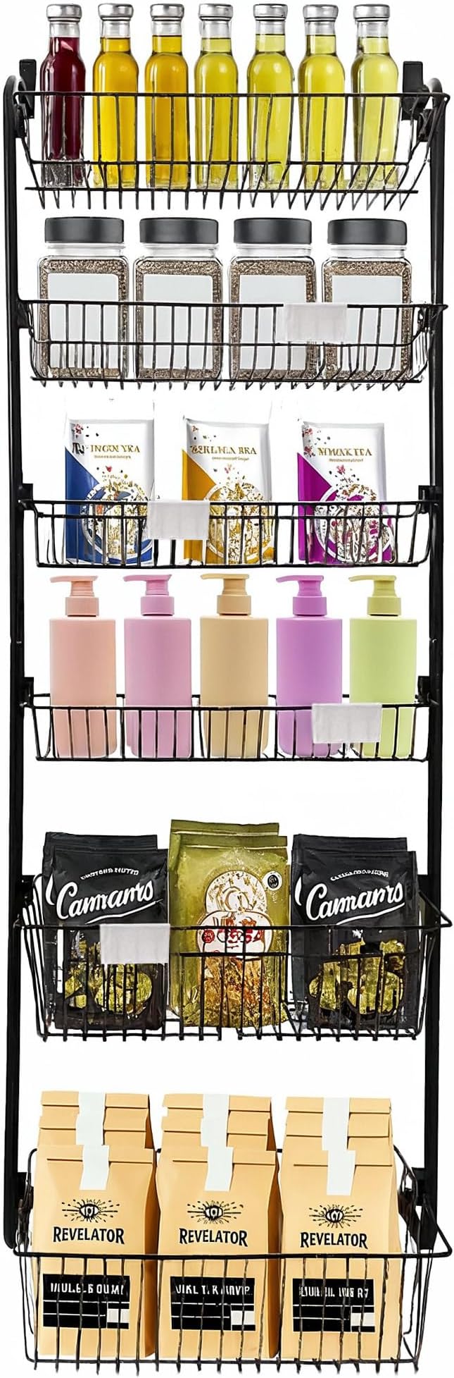 TidyTiers 6-Tier Over-The-Door Pantry Organizer – Heavy-Duty Hanging Rack with Deep Adjustable Baskets – Space-Saving Storage for Pantry, Kitchen, Closets & More