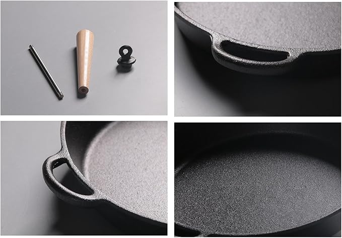 LI-GELISI Pre-Seasoned Cast Iron Round Griddle, 10.2 Inch, Non-Stick, Oven Safe