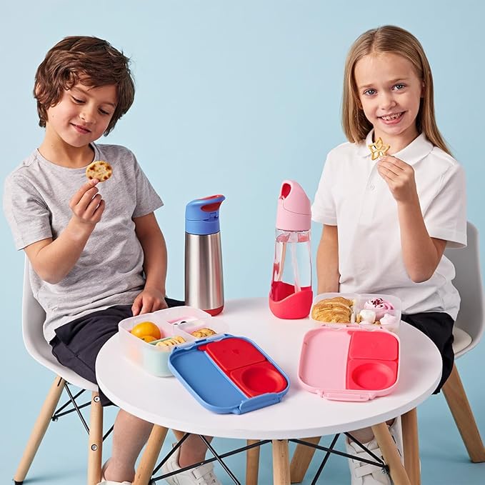 b.box Mini Lunch Box, Bento Box for Kids, Snack Container with 2 Leak Proof Compartments, Reusable Snack Containers with Lids, Kids Lunch Boxes Ages 3+, BPA Free, 4 1/4 Cup Capacity (Ocean Breeze)