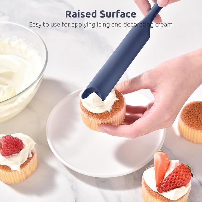 U-Taste Silicone Jar Spatula for Sourdough Starter: Long Skinny Food-Grade Jam Spreader, Sturdy Stirring Stick Bowl Scraper with Flexible Spoon Tip, Mixing Tool, Peanut Butter Knife (Midnight Blue)