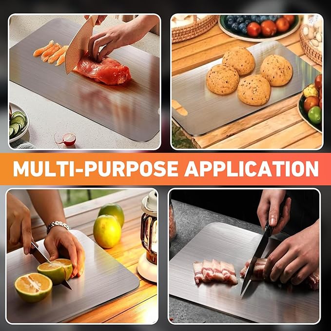 Tavano Titanium Cutting Board,100% Pure Titanium Cutting Boards for Kitchen,Food-Grade Double Side Available Non Toxic Chopping Board,Dishwasher Safe Hygiene Durable Boards(1PC-L)