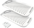 Larger Nonslip Food Serving Tray, 17.9'' x 12'' Grippy Handles Surface Bottom Design, Perfect Trays for Eating, Lap, TV, Couch, White, Set of 2