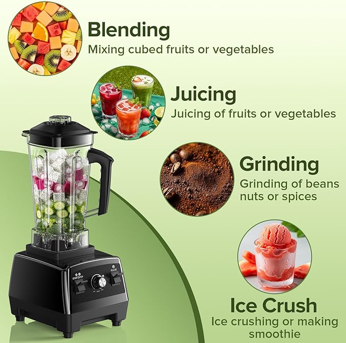 Blender, Blenders for Kitchen with 68Oz. Pitcher and 20Oz. To-go Cup, Countertop Blender for Smoothies, Ice Crushing, Frozen Fruits
