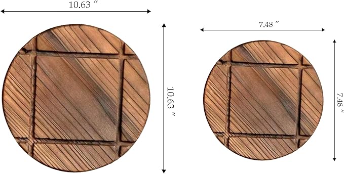 Wooden Placemat Set, Kitchen Wooden Heat Mat, Heat Resistant Mat for Hot Dishes/Pots/Bowls/Teapots/Fondue Holders, Non-Slip and Durable, Round (Set of 3), Two Small and One Large