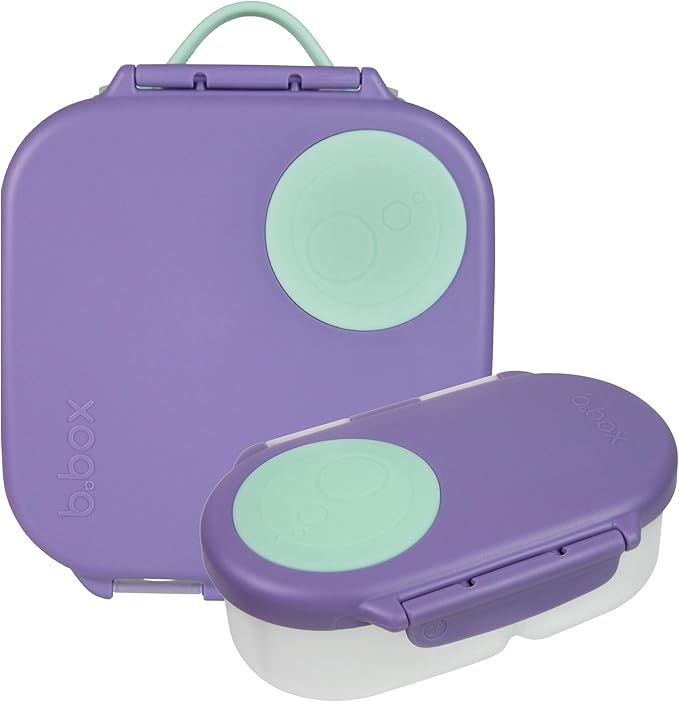 b.box Mini Lunch + Snack Containers (Lilac Pop): 2-Pack Set Includes Lunch Box (4 1/4 Cup Capacity) & Snack Box (1 3/4 Cup Capacity). Easy Open Bento Containers, School Supplies