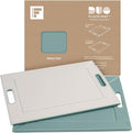 PLACEsMAT 2-in-1 Faux Leather Placemat & Serving Tray | Reversible Design, Lays Flat & Easy to Clean | Ottoman Food Tray, Perfect Housewarming Gift, 18” x 14” (Seafoam Blue & Stone, Single)