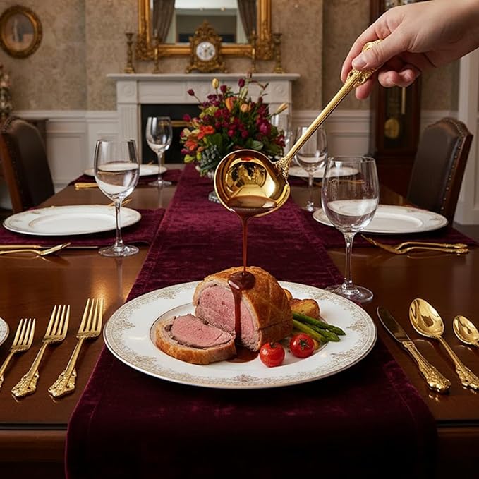 KEAWELL Premium 7.5 inch Luxury Gravy Ladle, 18/10 Stainless Steel, Small Gravy Spoon for Home. Solid and Sturdy, Dishwasher Safe. (1, Gold)