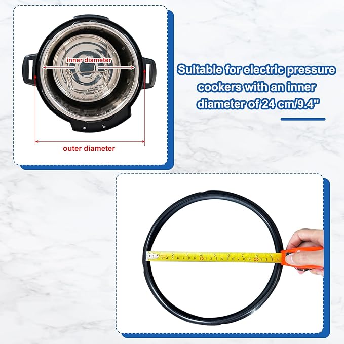 uxcell 2 Pcs Silicone Sealing Ring for Pressure Pot 8QT, Pressure Pot Inner Gasket Seal Rings Pressure Cooker Replacement Parts, Black