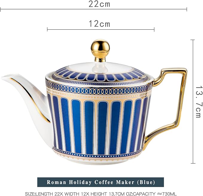 CWLWGO- Royal Teapot,European style Ceramic Tea Pot, Blooming & Loose Leaf Teapot - 25 Ounce,Not included Removable Stainless Steel Infuser.(blue)…