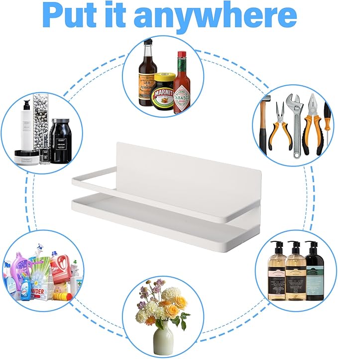 ZITRONE 2 Pack Magnetic Spice Rack for Refrigerator, Magnetic Shelf for Side of Refrigerator, Space Saving Kitchen Organization Shelf Organizer for Cabinet