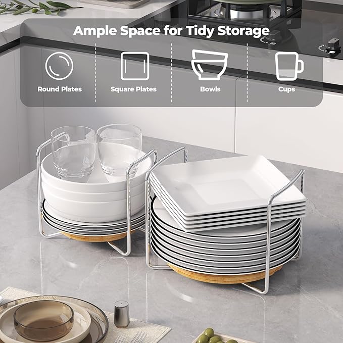 Adjustable Bamboo Dish Drying Rack - Stainless Steel 304 Dish Rack for Kitchen | Counter Home Essentials for Efficient Dish Organization and Drying (Natural, 1*Small&1*Large)
