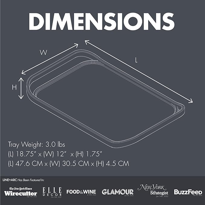 LINE+ARC Waterproof, Easy-to-Clean, 18"x12" Serving Tray Extra Large Handles (Bone) 100% Food-Grade Melamine for Breakfast, Dinner, Bed, Tea, Crafts, Decorative, TV, Couch, Outdoor, Patio