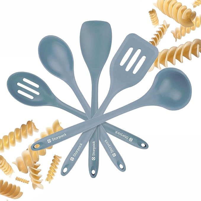Starpack 'Stir & Serve' Silicone Cooking Utensils Set (5 Pcs) - 10.5" - Kitchen Utensil Set Heat Resistant to 600°F - Kitchen Utensils for Nonstick Cookware - Silicone Utensil Set for Mixing & Cooking