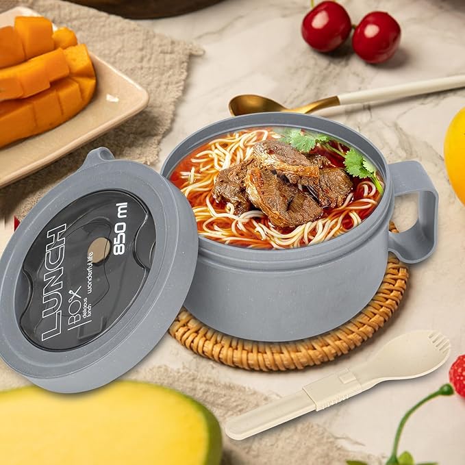 2 Pack Soup Bowl with Handles, Microwave Ramen Bowl with Lid for Soup and Instant Noodles,Oatmeal, Gumbo, Salad,BPA Free