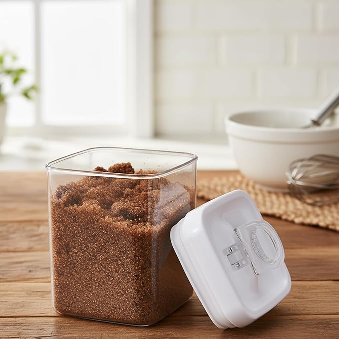 Brown Sugar Keeper with Airtight Lid, Plastic Sugar Canister, Pantry Storage Containers for Kitchen Organization, Moisture Control Design, Flour Container for Baking, Coffee, or Tea