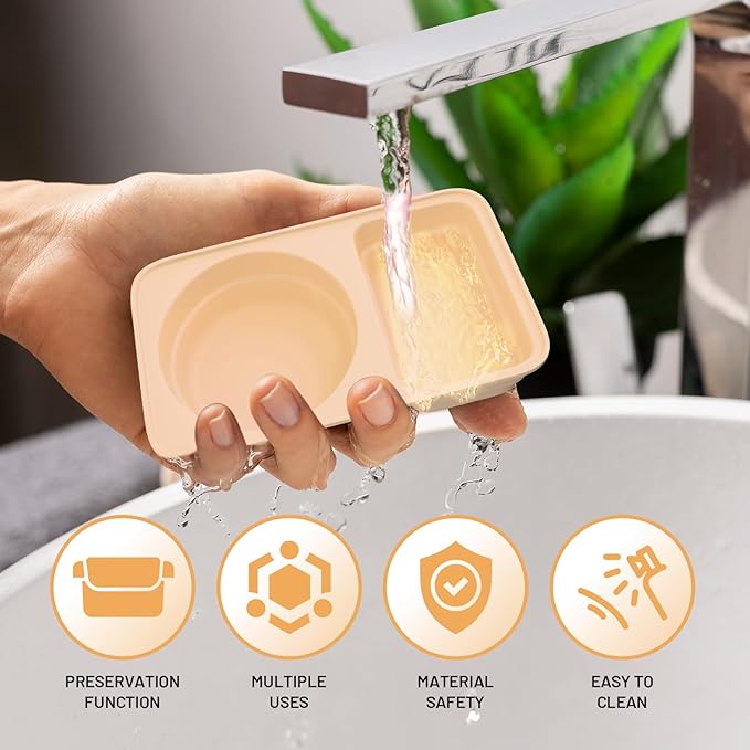 3 Pack Reusable Snack Containers with Lids, Silicone Double Compartment Snack Box Container, Small Mini Snack Pack Containers for Travel, Picnic, Work