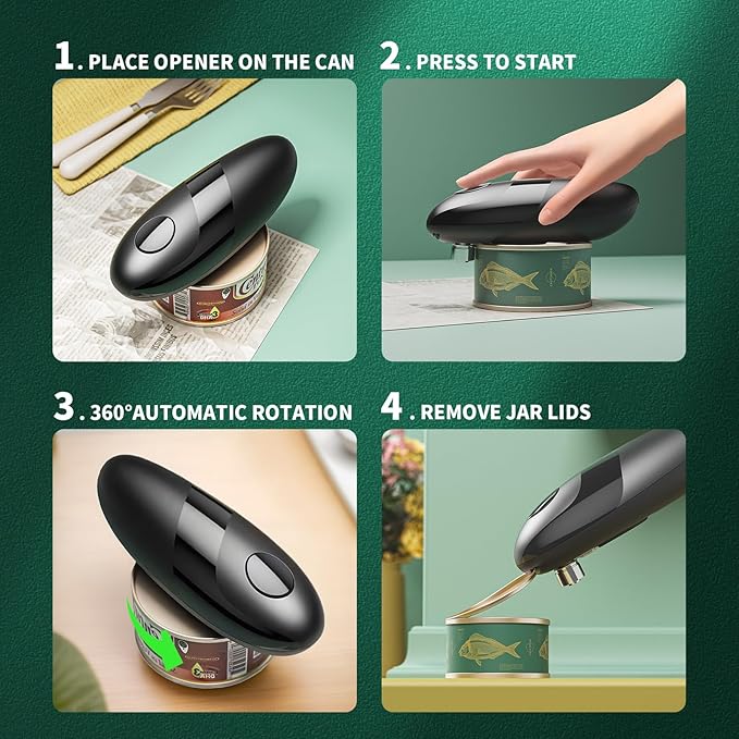Hand Held Battery Operated Can Opener, Electric Can Openers for Kitchen Food-Safe with Smooth Edge, Kitchen Gadgets Automatic Can Opener