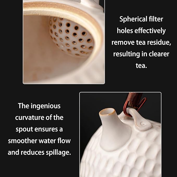 600ml/20oz Ceramic Teapot for Stove,Suitable for Indoor or Outdoor Camping,Featuring A Spherical Tea Infuser,Blooming and Loose Leaf Tea Maker