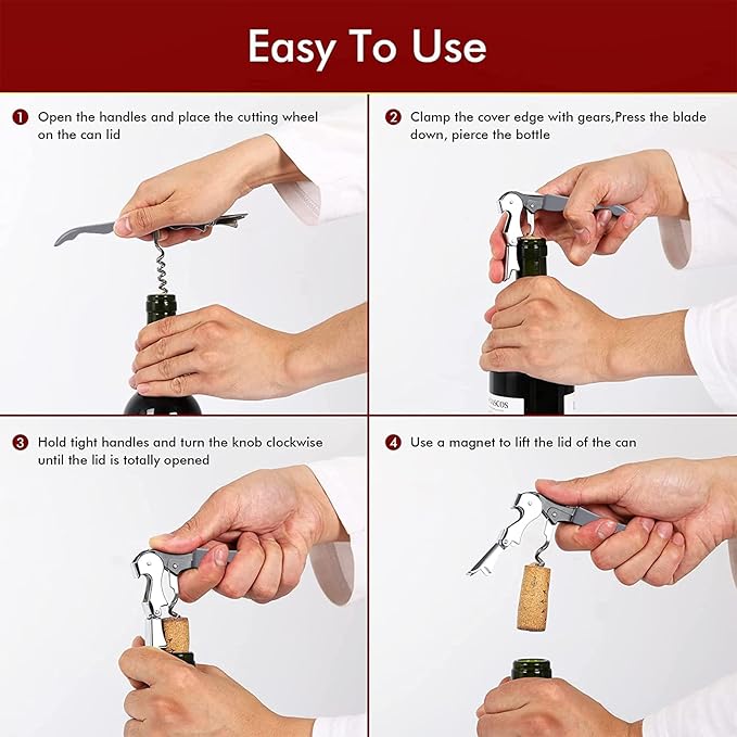 RECUTMS 12 Pack Wine Opener Corkscrews for Wine Bottles Heavy Duty Stainless Steel with Foil Cutter Small Stainless Steel Gift for Home Wedding Party Bartenders Servers Waiter（gray）