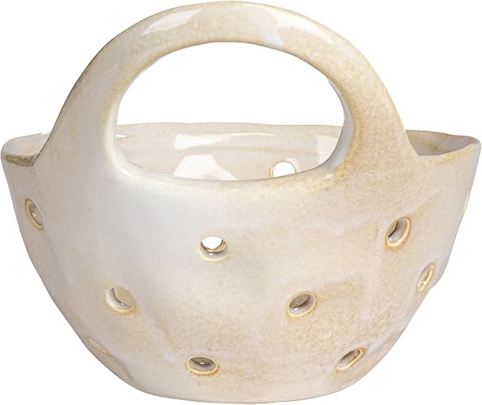 Creative Co-Op Set of 2 Cream Stoneware Colanders