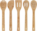 5PCS Sheep Wooden Cooking Spoons Kitchen Decor Sheep Gifts for Women Men Sheep Lovers Birthday Gifts Party Favors Housewarming Wedding Bamboo Cooking Spoons for Everyday Use
