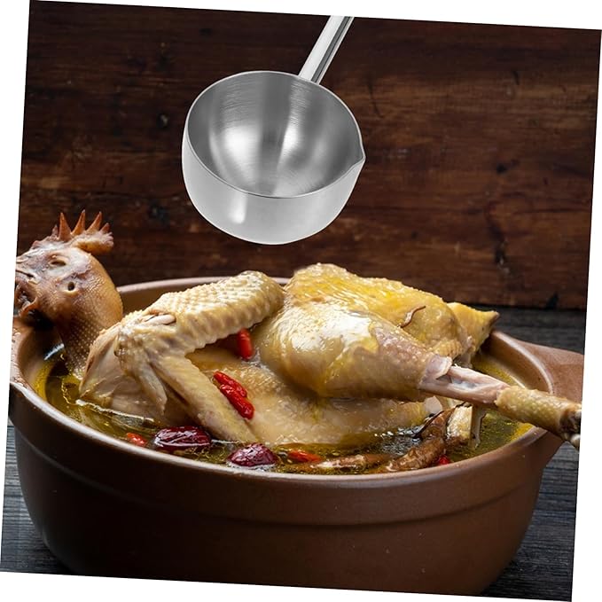 PRETYZOOM Stainless Steel Soup Ladle Stainless Steel Water Spoon for Serving Soups Sauces and Oils Home Kitchens and Restaurants Lightweight and Design
