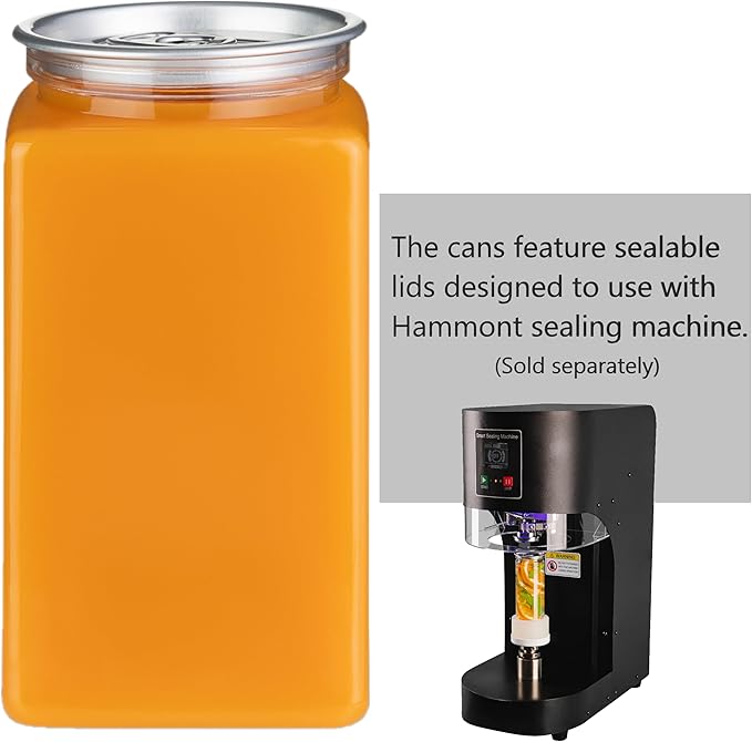 Hammont 200pk Plastic Juice Bottles with Caps – Sealable Smoothie, Boba, & Iced Coffee Cups – Reusable Clear Drink Containers – Compatible With Hammont Automatic Cup Sealers (12 oz (354ml))