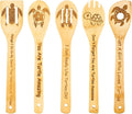 5PCS Turtle Wooden Cooking Spoons Set Turtle Gifts Turtle Kitchen Decor Bamboo Cooking Utensil Spoons Turtle Gifts for Women Kitchen Housewarming Wedding