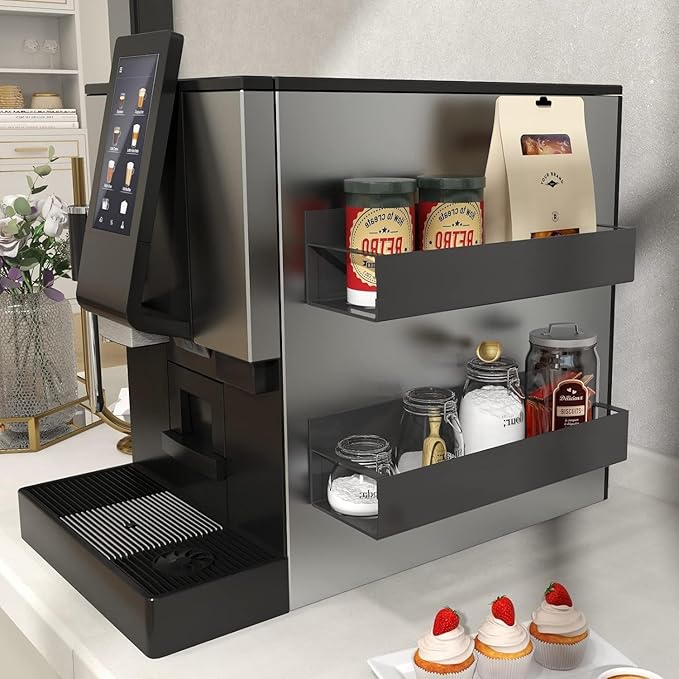 4 Pack Magnetic Spice Storage Rack Organizer for Refrigerator and Oven, Moveable Magnetic Spice Organizer, Black Metal Strong Magnetic Shelf for Fridge and Microwave Oven