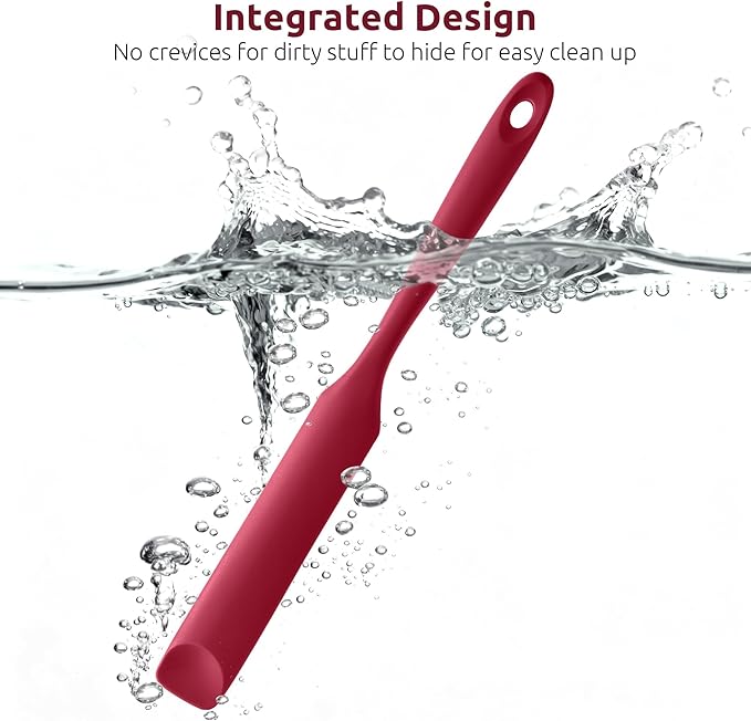 U-Taste Silicone Jar Spatula for Sourdough Starter: Long Skinny Food-Grade Jam Spreader, Sturdy Stirring Stick Bowl Scraper with Flexible Spoon Tip, Mixing Icing Tool, Peanut Butter Knife (Red)