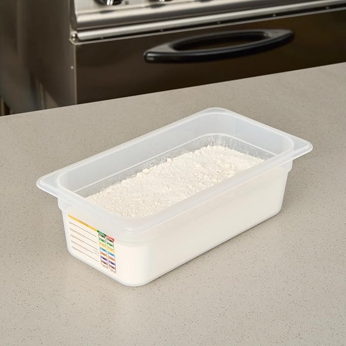 Restaurantware Food Storage Container 1 Pack of 12.7 x 6.8 x 3.9 Inches Plastic Stackable Storage Box White Reusable Label Container Dishwasher Safe For Restaurants And Kitchens