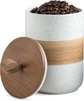 Coffee Container Jar with Lid, Ceramic Kitchen Food Storage Jars for Spice Sugar Cookie, Stackable Decorative Jars for Coffee Bar, White & 28 fl.oz
