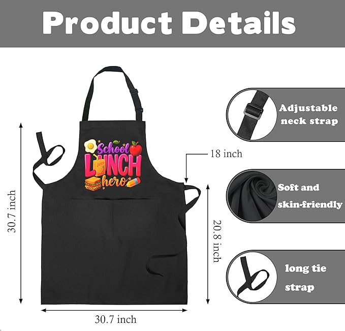 Funny Cafeteria Crew Aprons with Pockets, Cafeteria Worker Staff Appreciation Gifts
