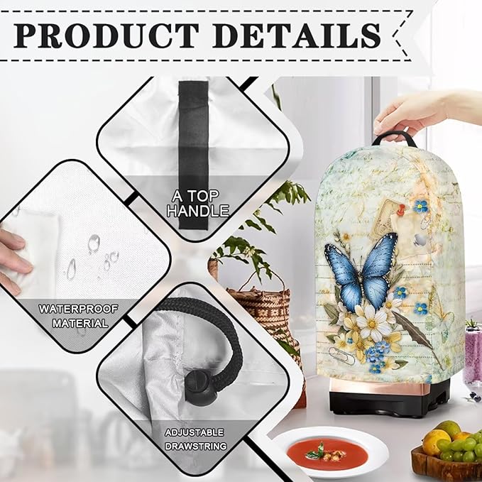 Butterfly Floral Blender Dust Cover Kitchen Appliance Oil-Proof Food Processor Protective Cover Keep Your Kitchen Clean