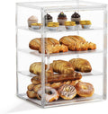 4-Tier Pastry Display Case,Large Bread Box for Kitchen Countertop, Adjustable Bread Storage Container, Bakery Display for Bread, Cookies, and Donuts, Size 15.5 * 11.4 * 9.8 Inch