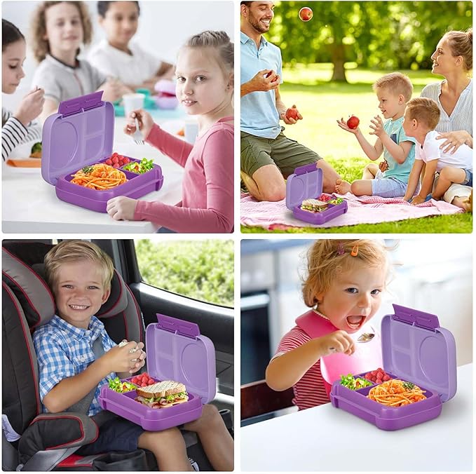 MAISON HUIS Chill Bento Lunch Box for Kids Adult with Ice Pack 3 Compartments Leakproof Lunch Containers Keep Food Cold for Girl Boy School